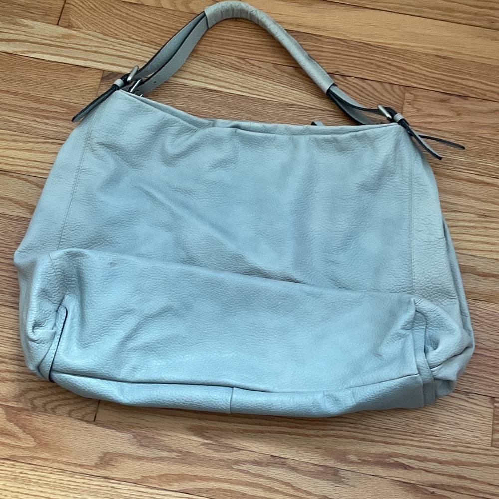 Ted Benson Leather Hobo Bag Gray Large